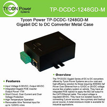 Load image into Gallery viewer, Tycon Systems TP-DCDC-1248GD-M 48V DC Out 17W DC to DC Converter and POE Inserter - Gigabit44; Metal Enclosure
