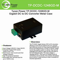 Tycon Systems TP-DCDC-1248GD-M 48V DC Out 17W DC to DC Converter and POE Inserter - Gigabit44; Metal Enclosure