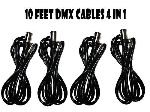 Rasha Products 3 Pin Dmx cable Black Pack Of 4 10ft
