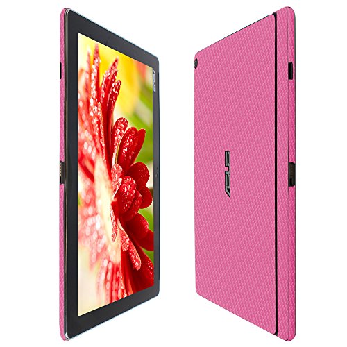 Skinomi Pink Carbon Fiber Full Body Skin Compatible with Asus Zenpad 10 (Full Coverage) TechSkin with Anti-Bubble Clear Film Screen Protector