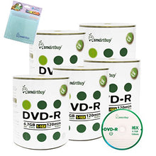 Load image into Gallery viewer, Smartbuy 500-disc 4.7GB/120min 16x DVD-R Logo Top Blank Media Record Disc + Free Micro Fiber Cloth
