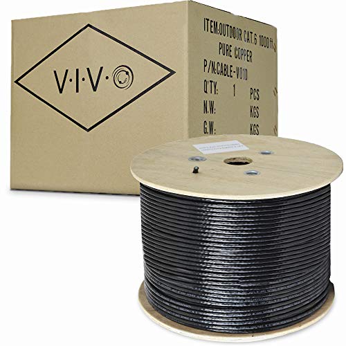 VIVO Black 1,000ft Bulk Cat6, Full Copper Ethernet Cable, 23 AWG | Cat-6 Wire, Waterproof, Outdoor, Direct Burial (CABLE-V010)