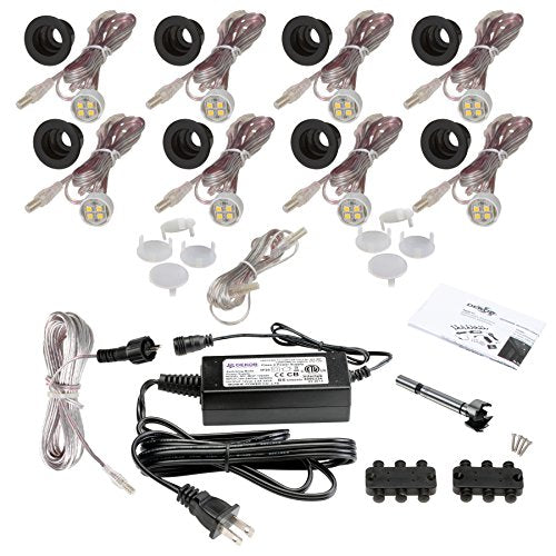 DEKOR Indoor LED Recessed Light Kit (8 Pack) for Ceilings, Floors, Cabinets, Mood Lighting