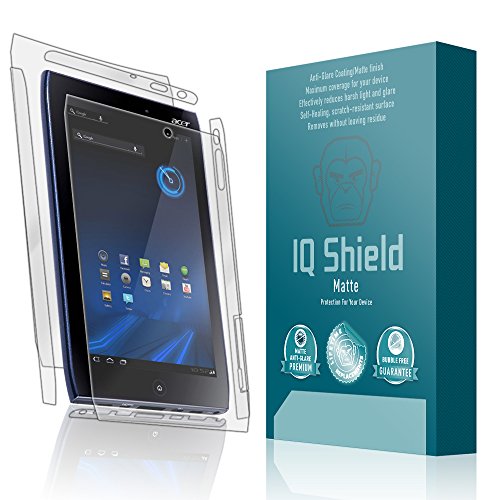 IQ Shield Matte Full Body Skin Compatible with Acer Iconia Tab A100 + Anti-Glare (Full Coverage) Screen Protector and Anti-Bubble Film