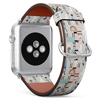 Compatible with Small Apple Watch 38mm, 40mm, 41mm (All Series) Leather Watch Wrist Band Strap Bracelet with Adapters (Llama Cactus)