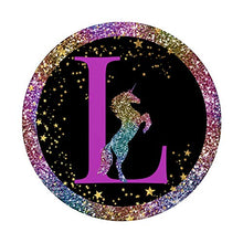 Load image into Gallery viewer, Purple Monogram Letter L Initial Rainbow Unicorn PopSockets Swappable PopGrip

