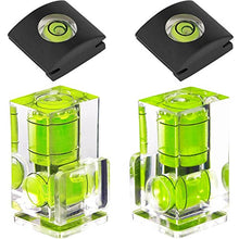 Load image into Gallery viewer, Hot Shoe Level, 4Pack ChromLives Hot Shoe Bubble Level Camera Hot Shoe Cover 2 Axis Bubble Spirit Level Compatible with DSLR Film Camera Canon Nikon Olympus,Combo Pack - 2 Axis and 1 Axis
