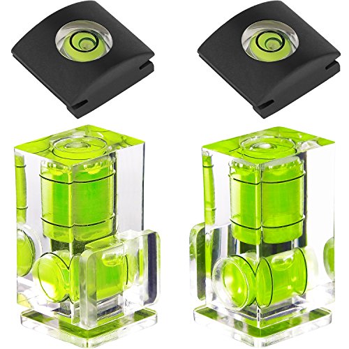 Hot Shoe Level, 4Pack ChromLives Hot Shoe Bubble Level Camera Hot Shoe Cover 2 Axis Bubble Spirit Level Compatible with DSLR Film Camera Canon Nikon Olympus,Combo Pack - 2 Axis and 1 Axis