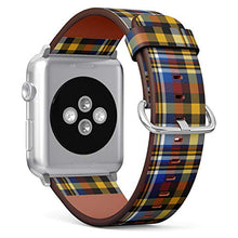 Load image into Gallery viewer, Compatible with Big Apple Watch 42mm, 44mm, 45mm (All Series) Leather Watch Wrist Band Strap Bracelet with Adapters (Tartan Plaid Checkered)
