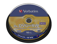 Verbatim Dvd+Rw 4.7 Gb 4 X Spindle 10 No 43488 Rewritable Blank Dvd Dvd+Rw