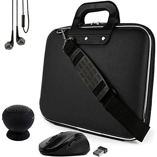 Black Laptop Messenger Bag Carrying Case, Headphones, Mouse, Speaker for Microsoft Surface Pro X 13