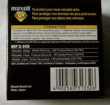 Load image into Gallery viewer, Maxell Floppy Diskettes, 10 pack, black, HD for Windows and DOS
