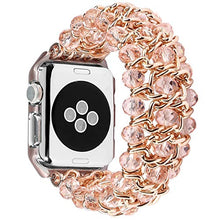 Load image into Gallery viewer, Juzzhou Band For Apple Watch iWatch Replacement Handmade Beaded Faux Pearl Natural Bling Stone Crystal Wrist Sport Edition Guard Strap Wristband Wriststrap Bracelet With Protective Case Woman 42mm
