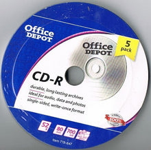 Load image into Gallery viewer, Office Depot CD-R 700MB/80 Minutes 5 pack
