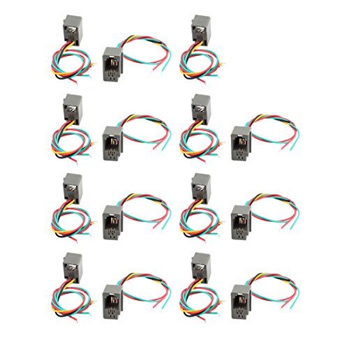 Aexit 15Pcs 4 Telephone Accessories Wires Lead 616E 4P4C RJ9 Female Socket Telephone Handset Cords Connector Adapter