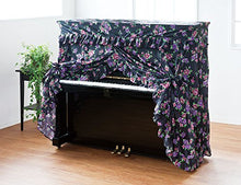 Load image into Gallery viewer, Tortoise Piano Cover Precious Purple &amp; Pink Flowers Black 84808
