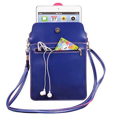8 Inch PU Leather Universal Shoulder Pouch Bag for 7, 7.9, 8, 8.3, 8.4 inch Tablet (Blue)