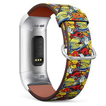 Load image into Gallery viewer, Replacement Leather Strap Printing Wristbands Compatible with Fitbit Charge 3 / Charge 3 SE - Coral Reef Fish Background
