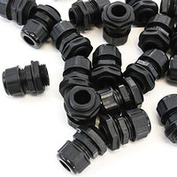 25 Cable Glands - 6mm-12mm PG13.5 Plastic Waterproof Adjustable Lock Nut Cable Connectors Joints with Gaskets