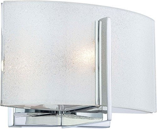 Minka Lavery Wall Sconce Lighting 6391-77, Clarte Glass Damp Bath Vanity Fixture, 1 Light, 40 Watts Halogen, Chrome