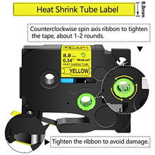 Load image into Gallery viewer, NineLeaf 8 Roll Black on Yellow Heat Shrink Tubes Label Tape Compatible for Brother HSe-621 HSe621 HS621 HS-621 for P-Touch PT1180 PTD200 PT1090 Label Maker - 8.8mm (0.34inch) x 1.5m (4.92ft)
