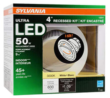 Load image into Gallery viewer, SYLVANIA General Lighting 70395 Ultra 4&quot; Gimbal (Tilting) Recessed Downlight Kit, 50W Equivalent LED Lamp, 3000K (Warm White), White
