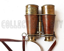 Load image into Gallery viewer, Antique Victorian Marine Brass Leather Binocular Sailor Instrument London 1915 (Orange)
