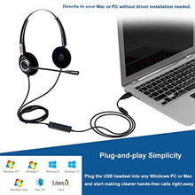 Load image into Gallery viewer, Corded USB Headset with Noise Cancelling Mic and in-line Controls, VoiceJoy Business Headset for Skype, SoftPhone, Call Center, Crystal Clear Chat, Super Lightweight, Ultra Comfort
