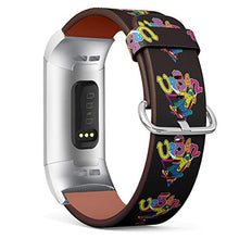 Load image into Gallery viewer, Replacement Leather Strap Printing Wristbands Compatible with Fitbit Charge 3 / Charge 3 SE - Urban Style Skateboarder
