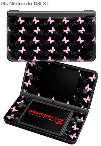 Nintendo DSi XL Skin - Pastel Butterflies Pink on Black