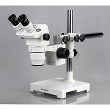 Load image into Gallery viewer, AmScope ZM-3B Professional Binocular Stereo Zoom Microscope, EW10x Eyepieces, 6.7X-45X Magnification, 0.67X-4.5X Zoom Objective, Ambient Lighting, Single-Arm Boom Stand
