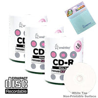 Smartbuy 300-disc 700mb/80min 52x CD-R White Top Blank Recordable Disc + Free Micro Fiber Cloth