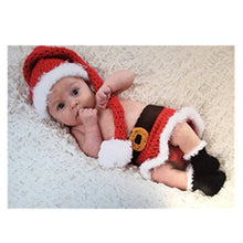 Load image into Gallery viewer, Fashion Newborn Baby Girls Photo Shoot Props Outfits Crochet Knitted Christmas Hat Dress Shoes Photography Props Red and White
