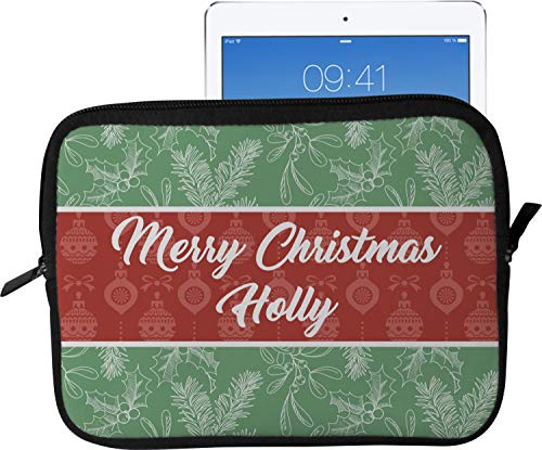 Christmas Holly Tablet Case/Sleeve - Large (Personalized)