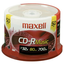 Load image into Gallery viewer, MAXELL CD-R 80 Music-Gold (50 PC Spindle) Blank CD-R Disc, (625156)

