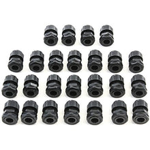 Load image into Gallery viewer, 25 Cable Glands Cord Grip Strain Relief and Firewall Fitting - 8.5mm-14mm PG16 Plastic Waterproof Adjustable Lock Nut Cable Connectors Joints with Gaskets
