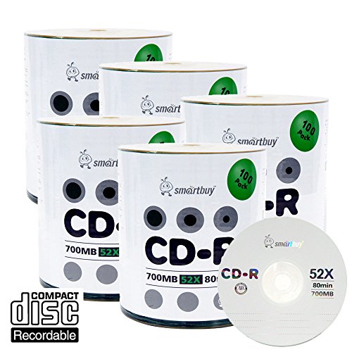 Smartbuy 500-disc 700mb/80min 52x CD-R Logo Top Blank Data Recordable Media Disc