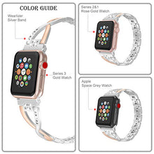 Load image into Gallery viewer, Wearlizer Bling Silver Band Compatible with iWatch Strap 38mm 40mm 41mm Womens 2-color Matching Deep Rose Gold X-link Bling Rhinestone Sleek Wristband Metal Dressy Bracelet Series 7 6 5 4 3 2 1
