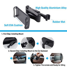 Load image into Gallery viewer, INNOMAX Tablet Car Headrest Holder Backseat / Universal Phone Mount for Apple iPad Pro/iPad 4/iPad 3/Air/Mini, iPhone, Smart Phones from 6-11, with Adjustable Positions and 360 Rotation-Black
