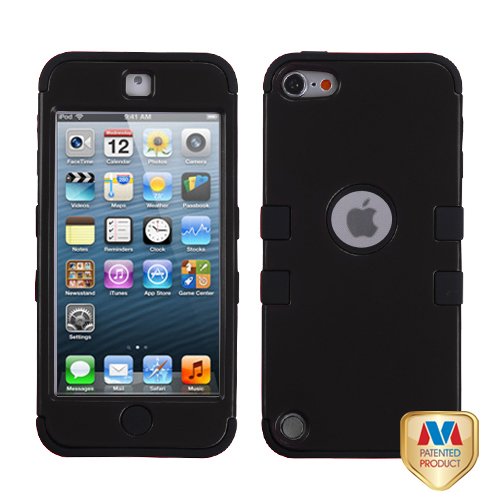 Solid Black TF Skin Hybrid Apple iPod Touch iTouch 5 5th Generation Rubber Hard Protector Cover