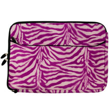 Load image into Gallery viewer, Vangoddy Magenta Zebra Print Fur Sleeve Cover Polyester Fur Design Cover Sleeve Carrying Case with Front Accessory Pocket, Fits Anywhere, for Asus ASUSPRO Business Advanced B53V 15.6 inch Laptop
