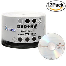 Load image into Gallery viewer, 600 Pack Smartbuy Blank DVD+RW 4X 4.7GB 120Min Branded Logo Rewritable DVD Media Disc
