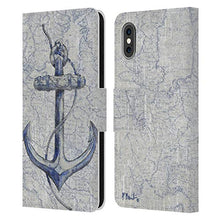Load image into Gallery viewer, Head Case Designs Officially Licensed Paul Brent Vintage Anchor Nautical Leather Book Wallet Case Cover Compatible with Apple iPhone X/iPhone Xs
