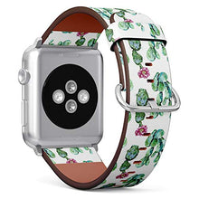 Load image into Gallery viewer, Compatible with Small Apple Watch 38mm, 40mm, 41mm (All Series) Leather Watch Wrist Band Strap Bracelet with Adapters (Cactus Floral)
