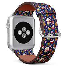 Load image into Gallery viewer, Compatible with Small Apple Watch 38mm, 40mm, 41mm (All Series) Leather Watch Wrist Band Strap Bracelet with Adapters (Christmas Snowman Gingerbread)
