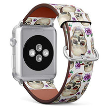 Load image into Gallery viewer, Compatible with Small Apple Watch 38mm, 40mm, 41mm (All Series) Leather Watch Wrist Band Strap Bracelet with Adapters (Watercolor Tattoo Concept Skull)
