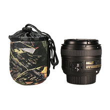 Load image into Gallery viewer, Foto&amp;Tech Small Size Extra Padding Easy Drawstring Closure Camouflage Neoprene Lens Pouch Bag Cover for Canon, Nikon, Sony, Panasonic, Fujifilm, Olympus, Pentax, Sigma with Foto&amp;Tech Velvet Bag
