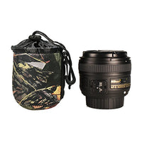Foto&Tech Small Size Extra Padding Easy Drawstring Closure Camouflage Neoprene Lens Pouch Bag Cover for Canon, Nikon, Sony, Panasonic, Fujifilm, Olympus, Pentax, Sigma with Foto&Tech Velvet Bag