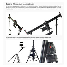 Load image into Gallery viewer, Konova Portable Slider Dolly K1 100cm (39.4 Inch) Track Aluminum Light Weight for Camera, Gopro, Mobile Phone, DSLR, Payloads up to 33lbs (15kg) with Bag
