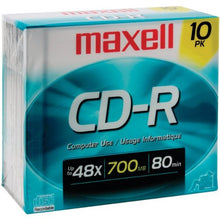 Load image into Gallery viewer, Maxell CD-R Media with Jewel Cases, 700MB/80 Minutes, Pack of 10
